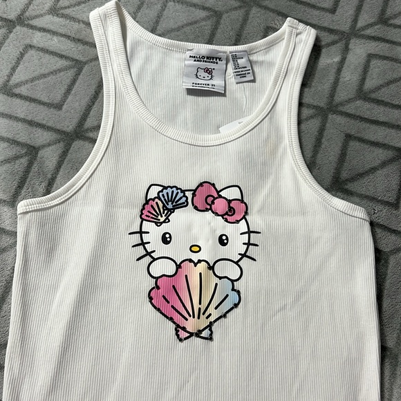 Hello kitty mermaid rhinestone white medium tank top! - Picture 5 of 6